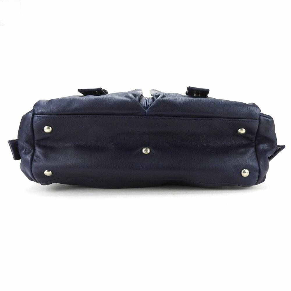 Longchamp Handbag Leather Navy Ladies - Picture 4 of 11